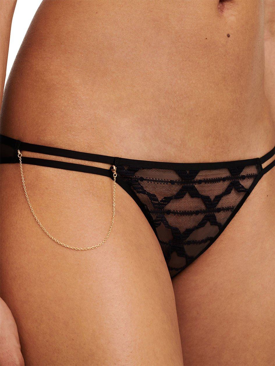 Black Chantelle Xpression Lace Women Thong Panty | POZ4420TB