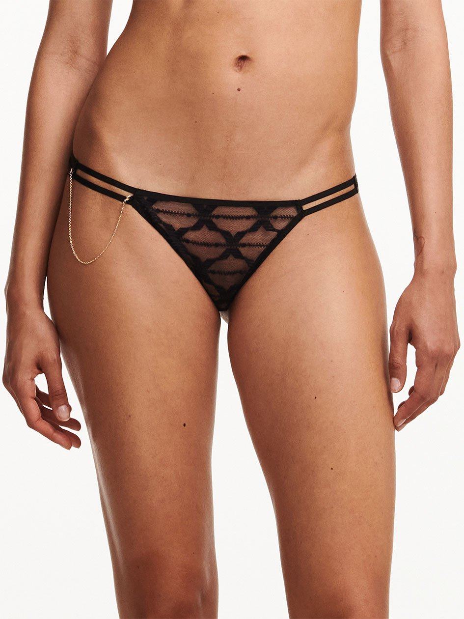 Black Chantelle Xpression Lace Women Thong Panty | POZ4420TB