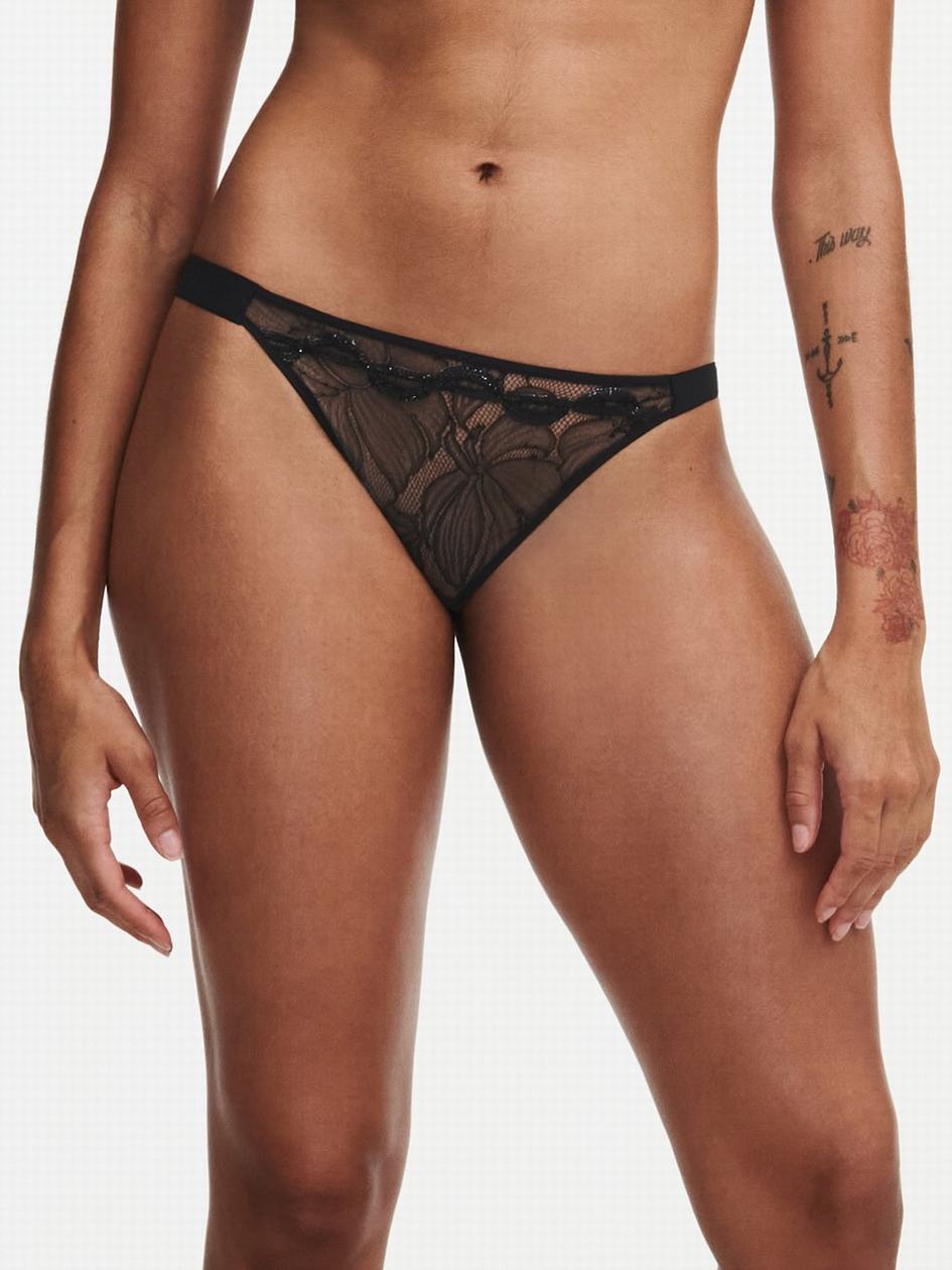 Black Chantelle Xtravagant Lace Women Bikini Panty | UZE1870AT