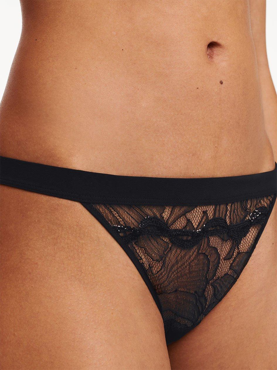 Black Chantelle Xtravagant Lace Women Thong Panty | ILK6340JZ