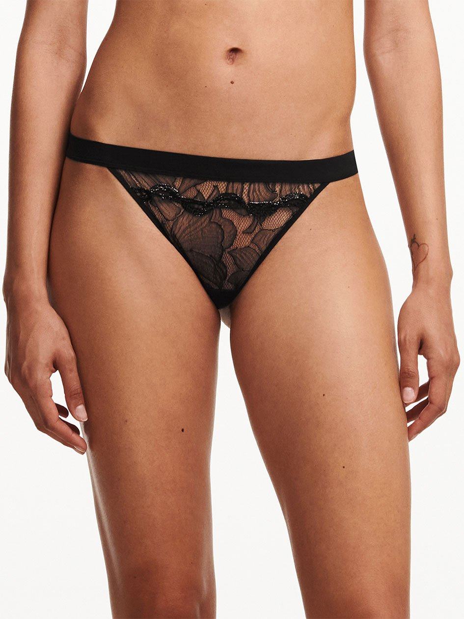 Black Chantelle Xtravagant Lace Women Thong Panty | ILK6340JZ