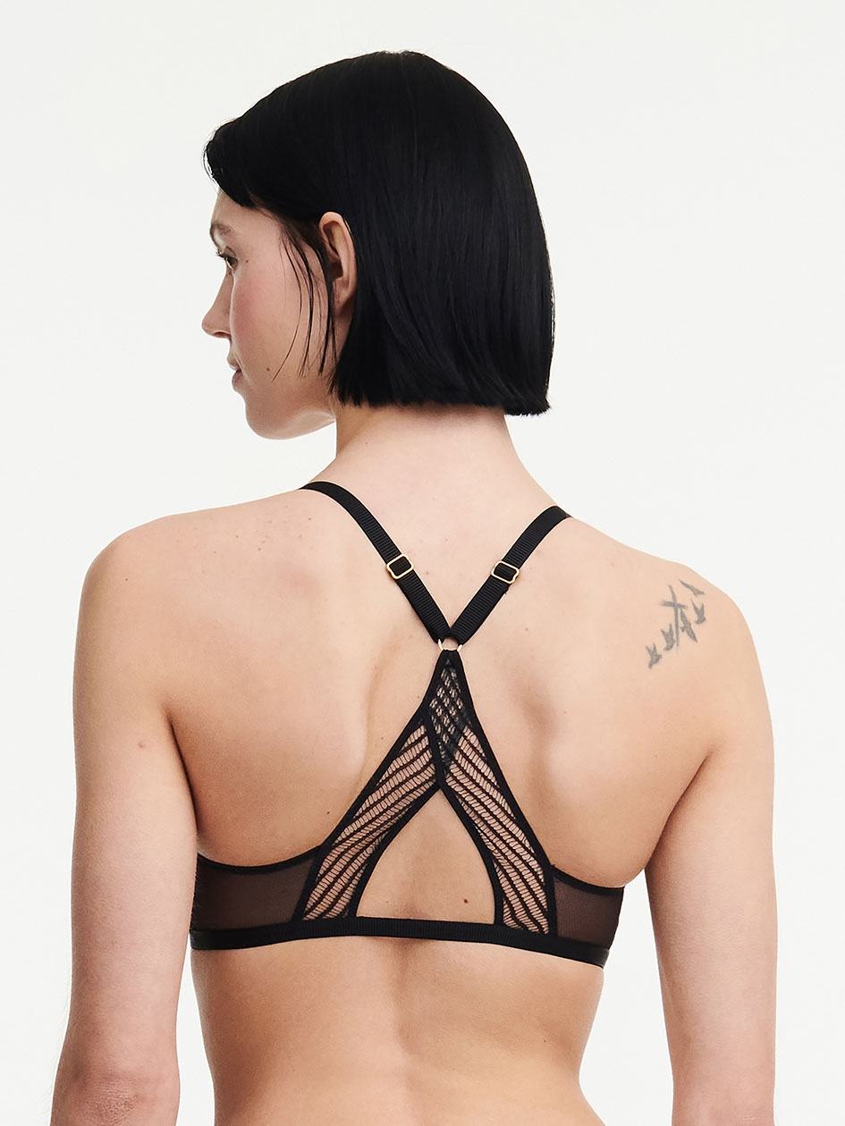 Black Chantelle tXture Wirefree Triangle Women Bralettes | EAN5059SC