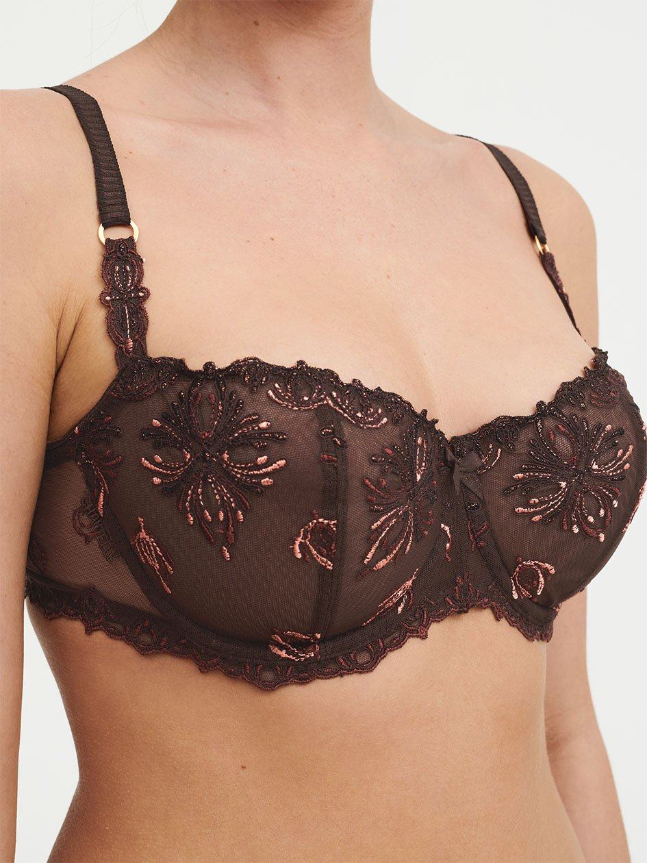 Brown Chantelle Champs Elysees Lace Demi Women Unlined Bra | DYO2750AW