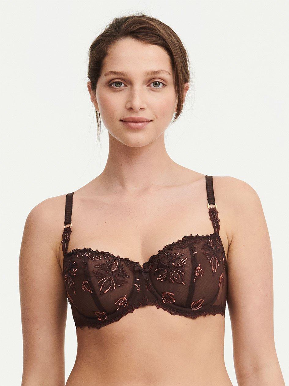 Brown Chantelle Champs Elysees Lace Demi Women Unlined Bra | DYO2750AW