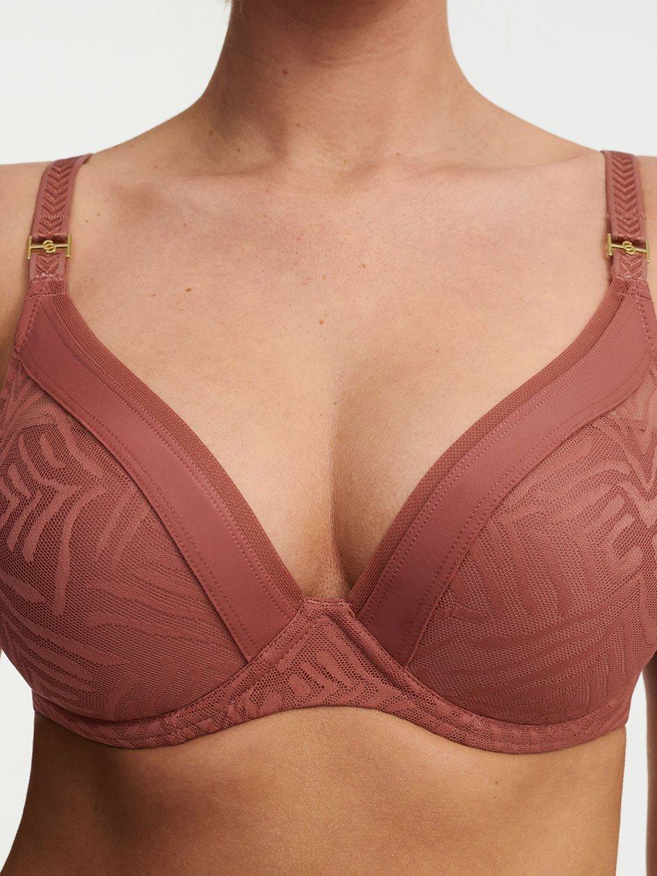 Brown Chantelle Graphic Allure Lace Plunge Women T-Shirt Bra | YTC6576IH