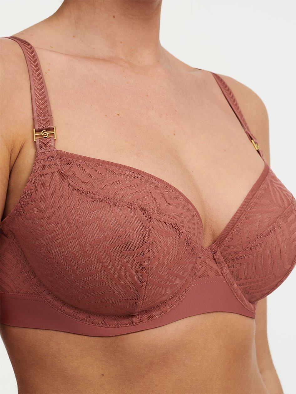 Brown Chantelle Graphic Allure Lace Plunge Women Unlined Bra | XJH3490XW