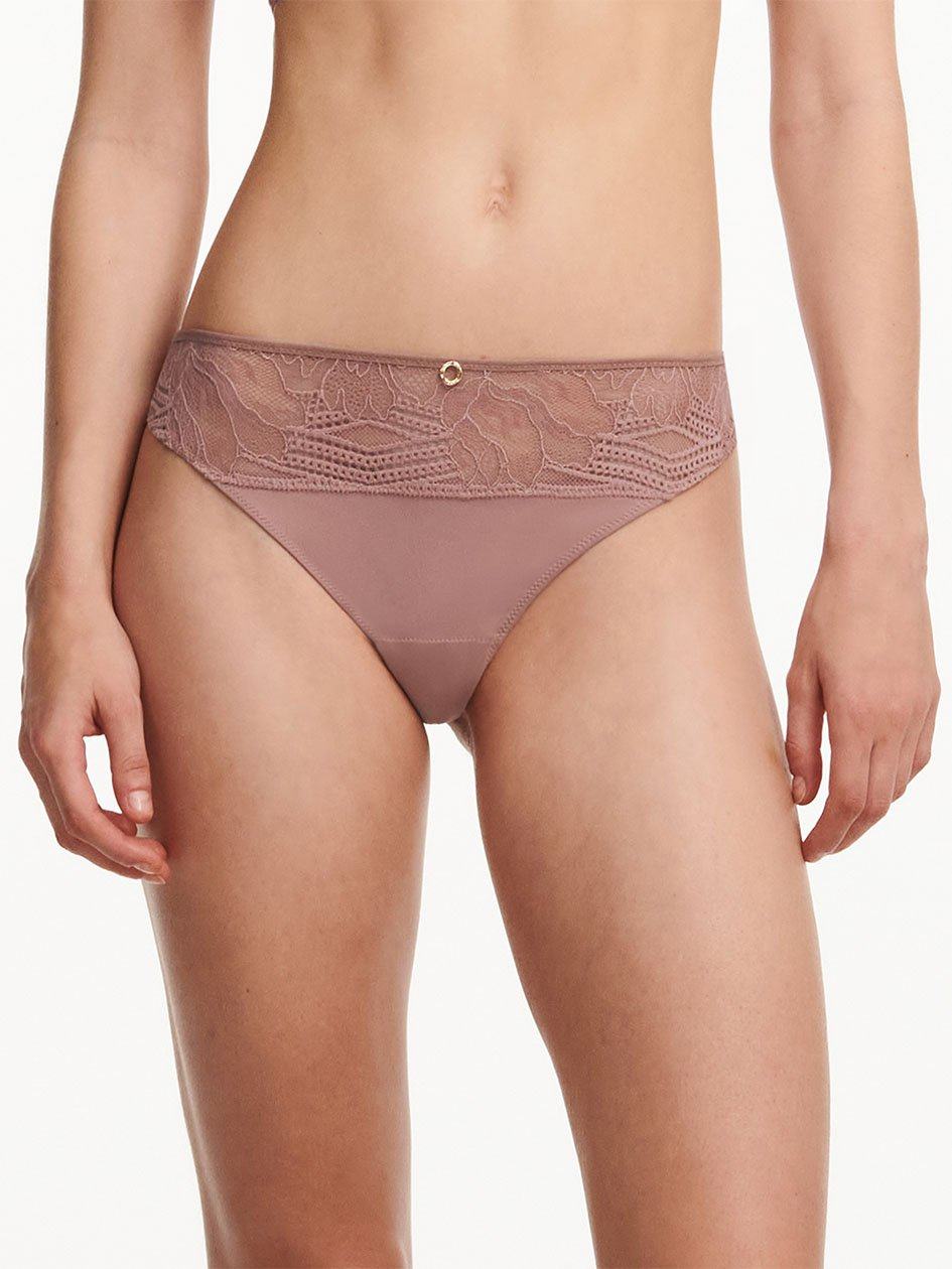 Brown Chantelle Naya Lace Women Thong Panty | SJH652XQ