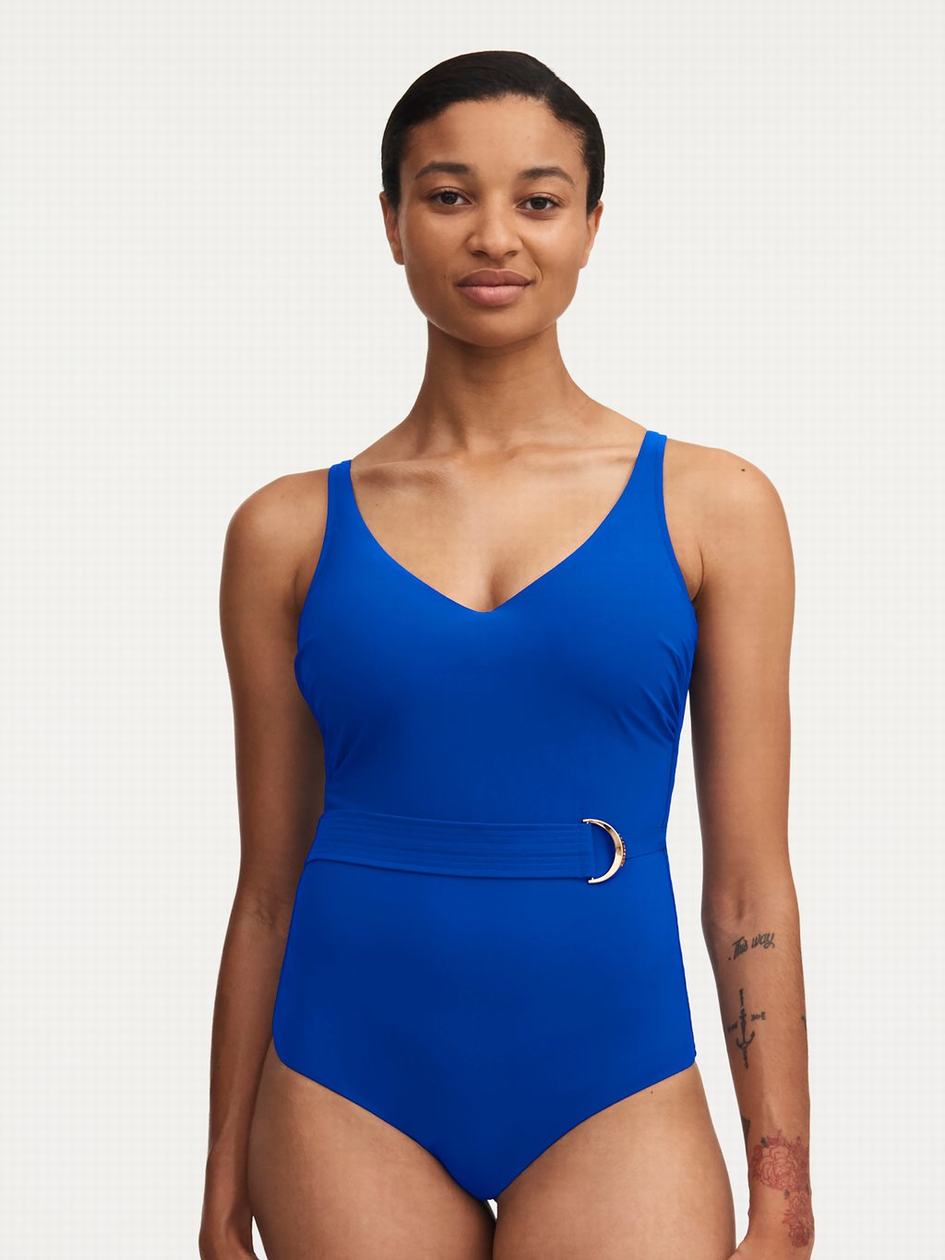 Deep Blue Chantelle Celestial Plunge Underwire Women Swimsuits | CET3356BR