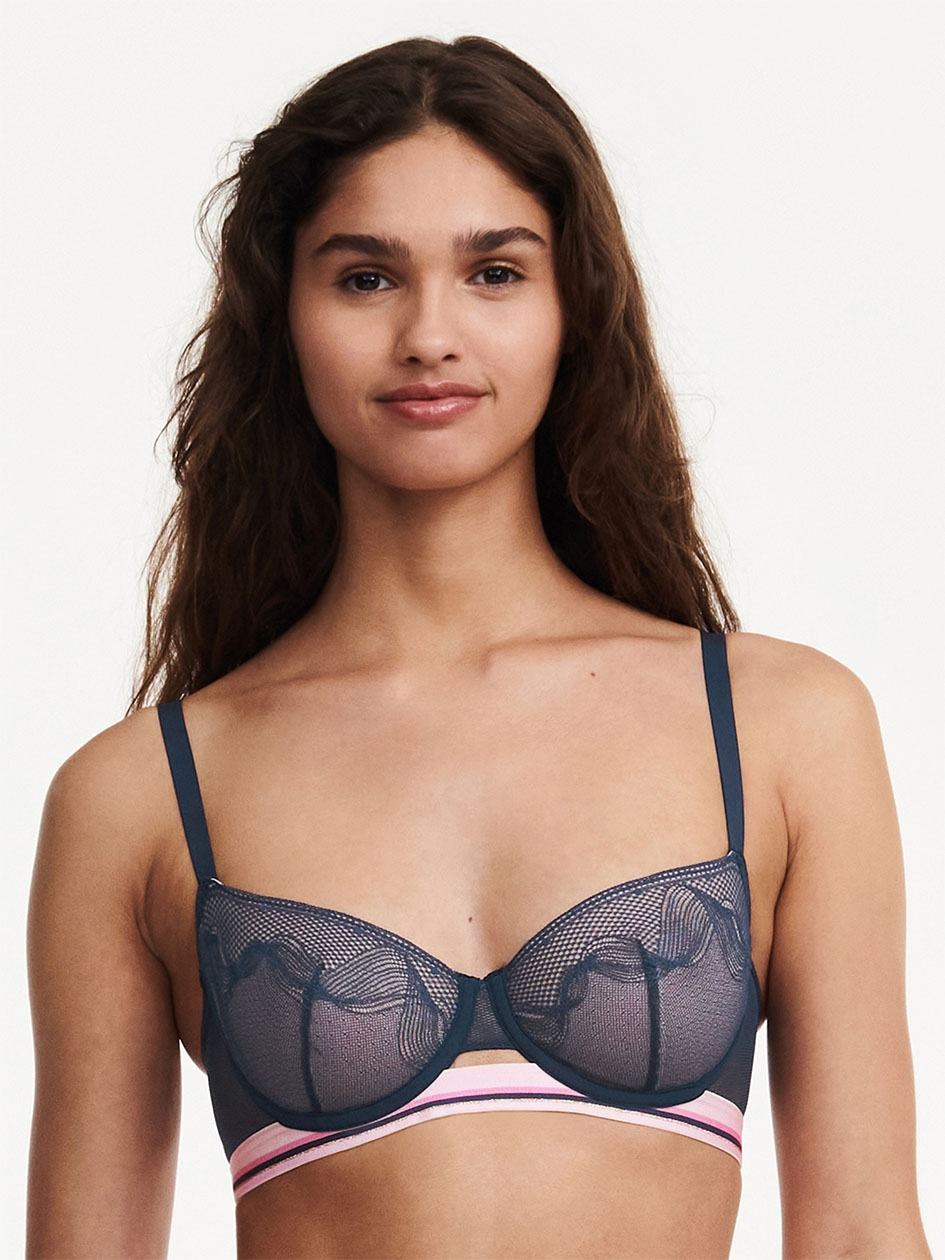 Deep Blue Chantelle Paola Lace Demi Women Unlined Bra | EWS7159JW