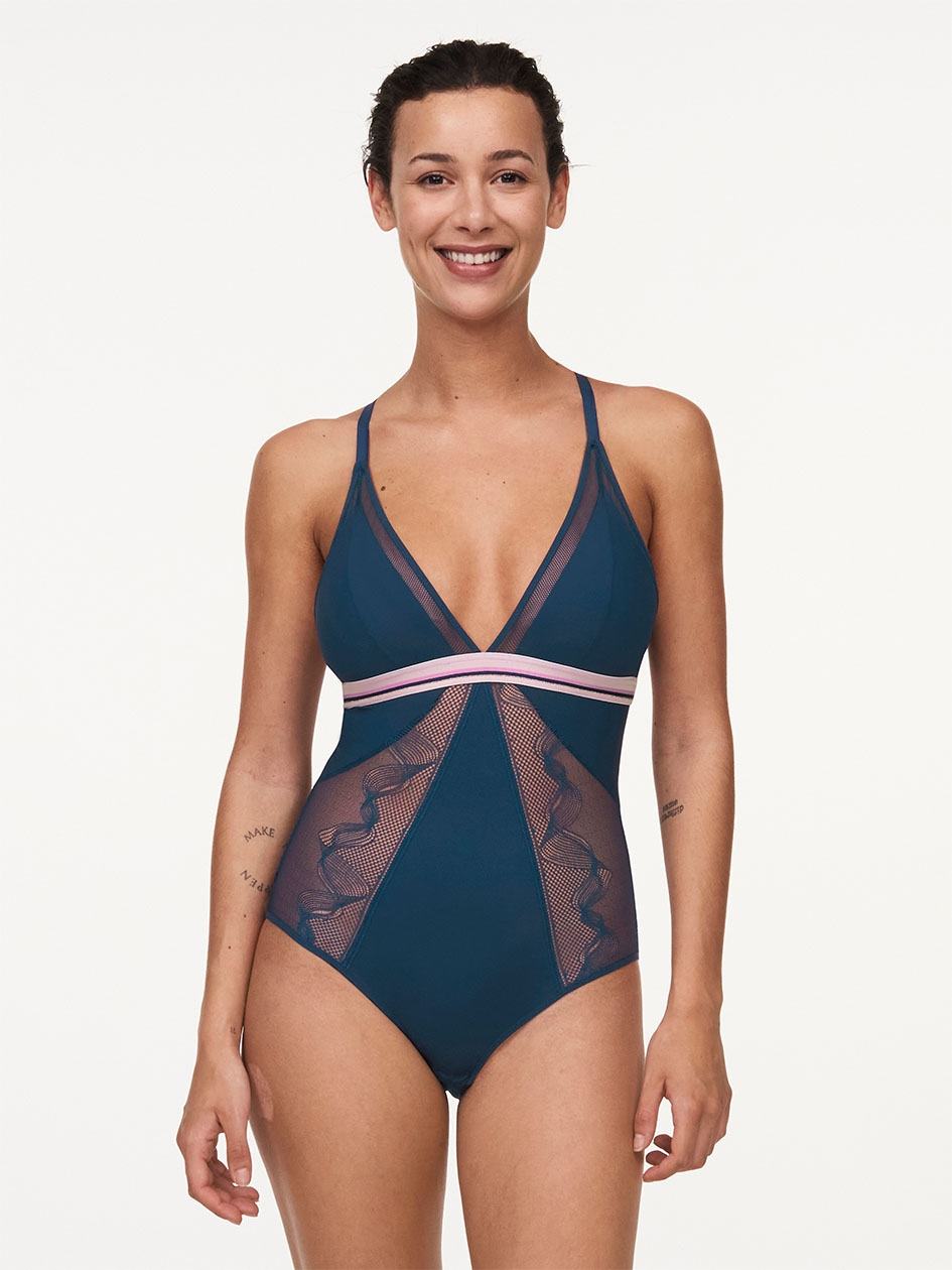 Deep Blue Chantelle Paola Women Bodysuit | EAC119LX