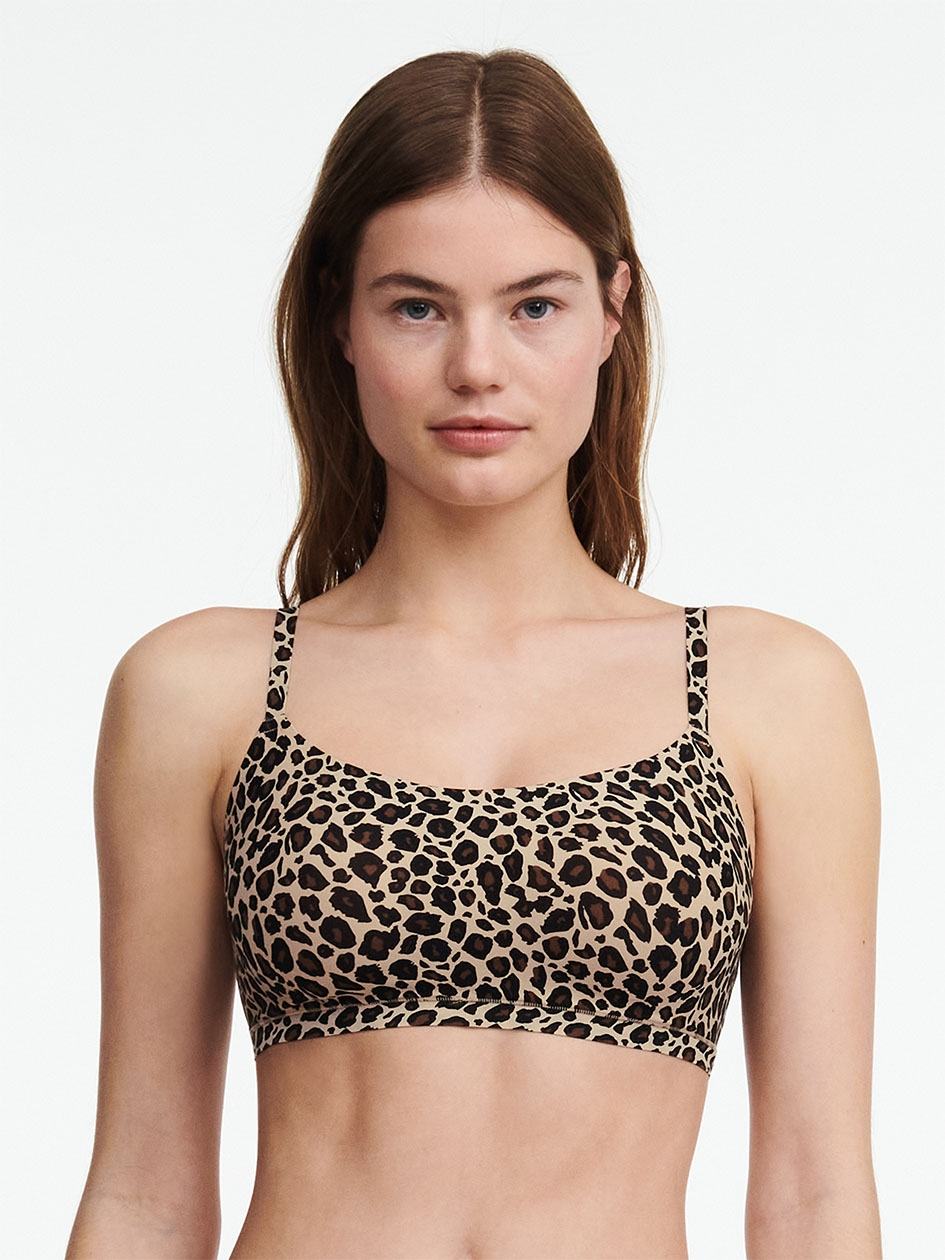 Leopard Beige Chantelle SoftStretch Scoop Women Bralettes | VLI8059QJ