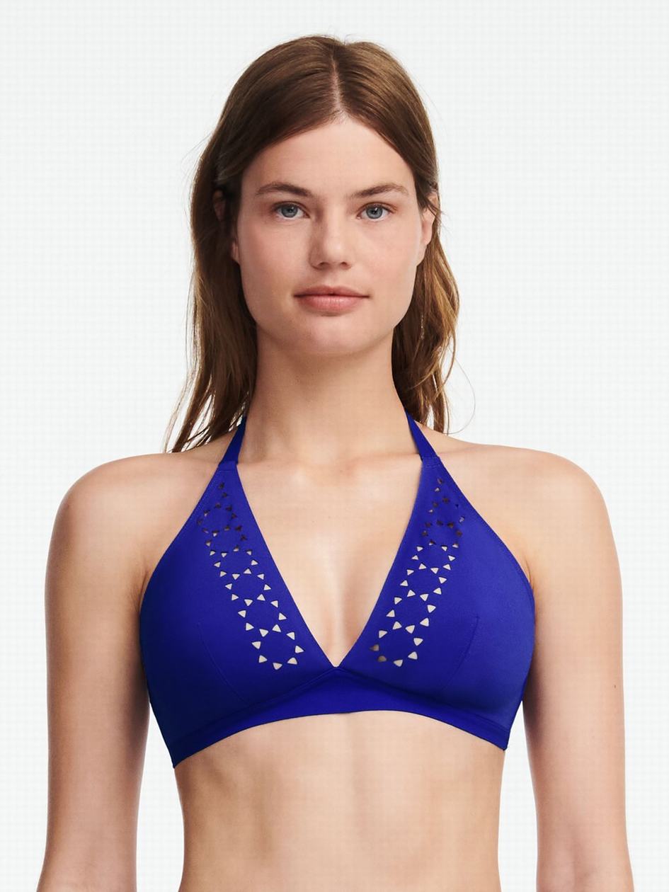 Purple Blue Chantelle Pure Solar Triangle Swim Women Bikini Tops | FFF8699RX