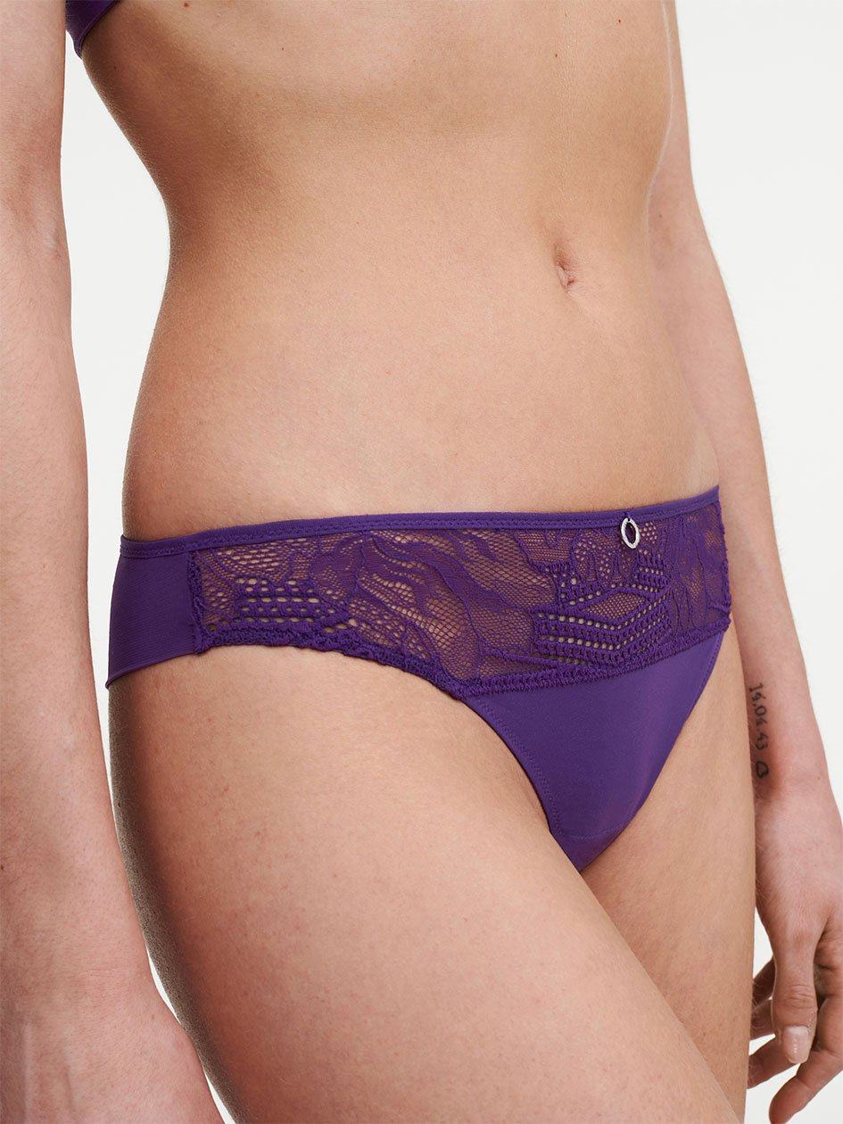 Purple Chantelle Naya Lace Women Thong Panty | ZEH8058SE