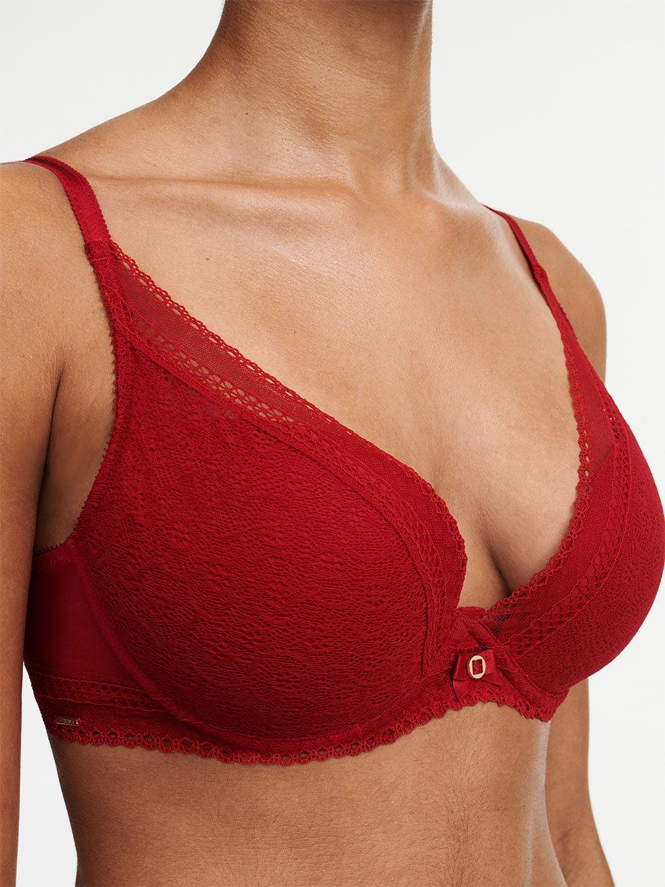 Red Chantelle Festivite Lace Plunge Women Bras | VVG4328AD