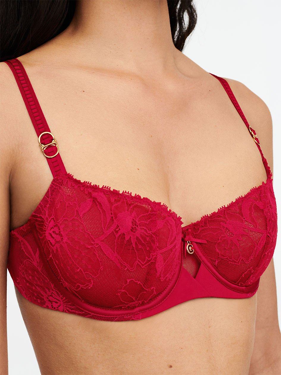 Red Chantelle Orchids Demi Women Bras | MHF5146KP