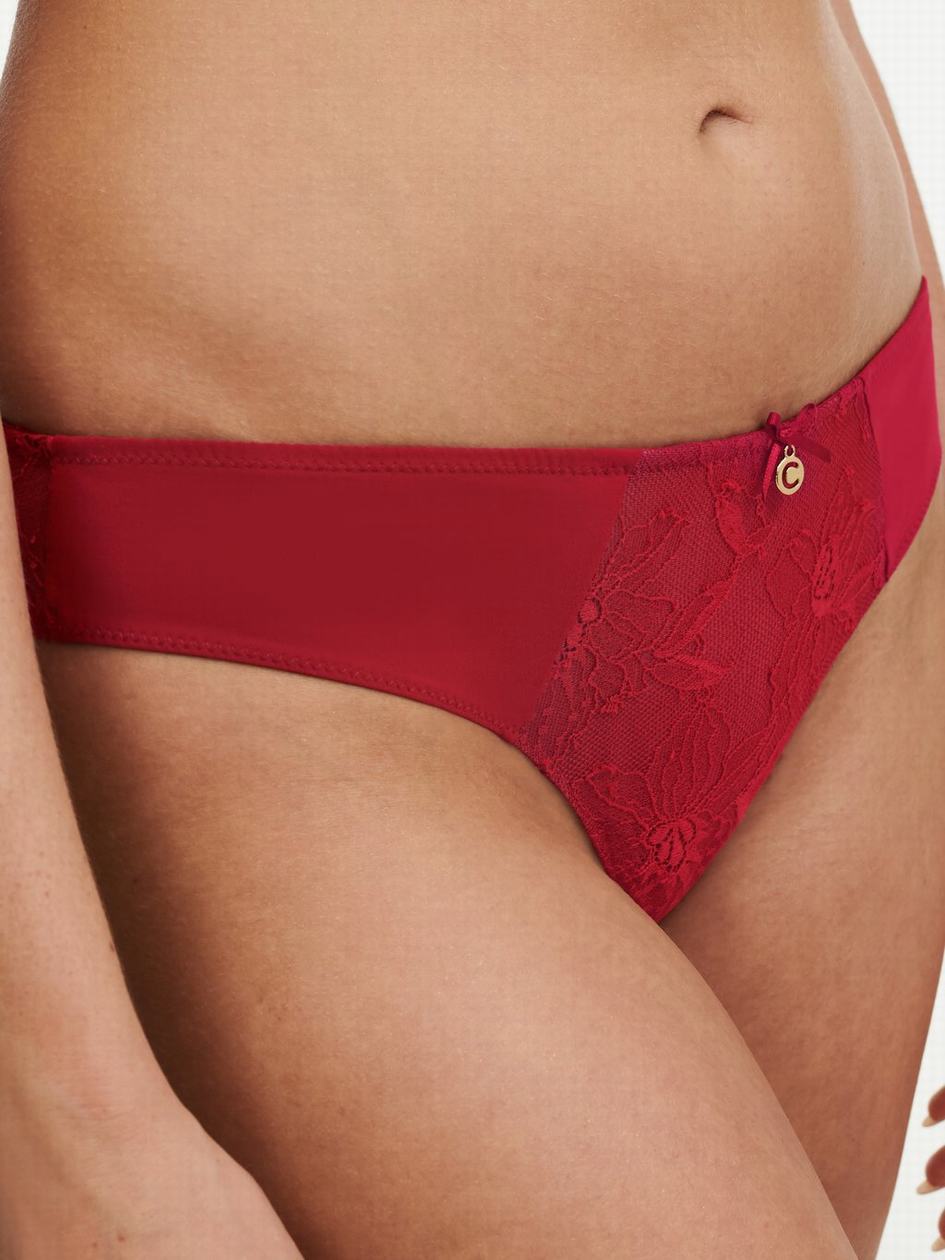 Red Chantelle Orchids Women Thong Panty | SXE6641JL