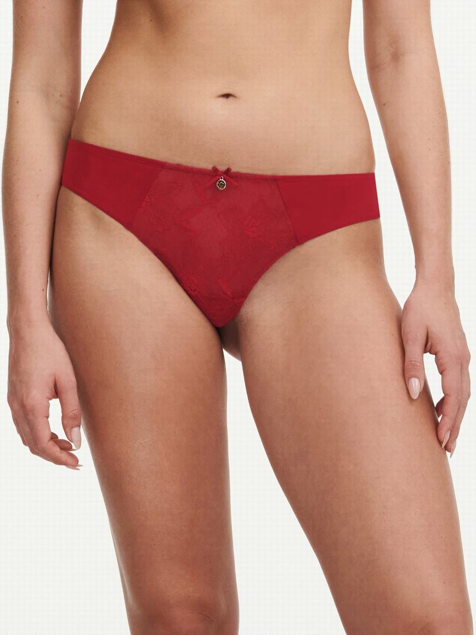 Red Chantelle Orchids Women Thong Panty | SXE6641JL