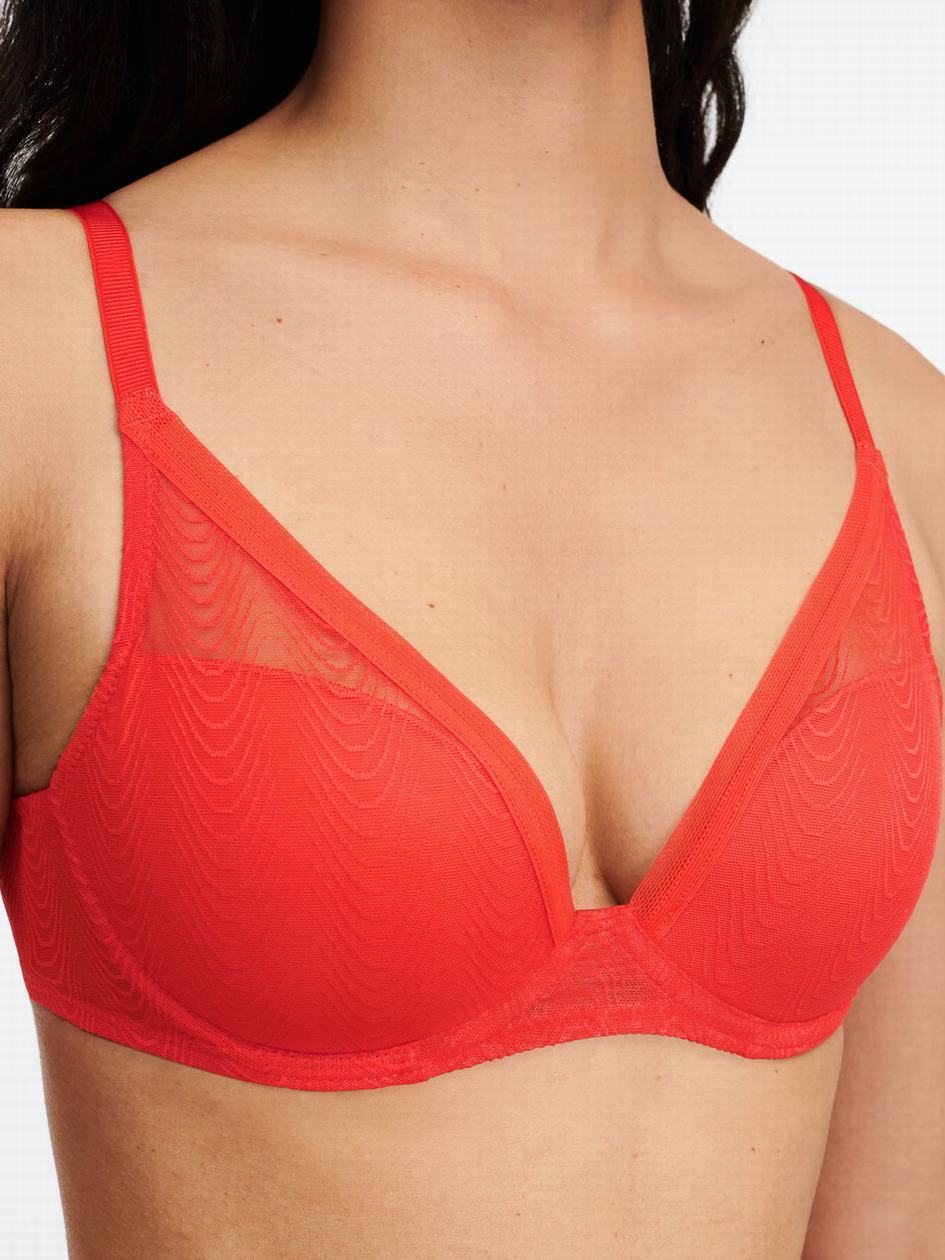 Red Chantelle Romane Plunge Women T-Shirt Bra | WBL3685ZD