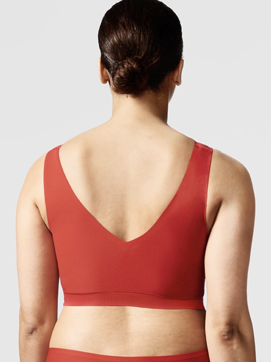 Red Chantelle SoftStretch Padded V-Neck Women Sports Bra | YVL9628MK