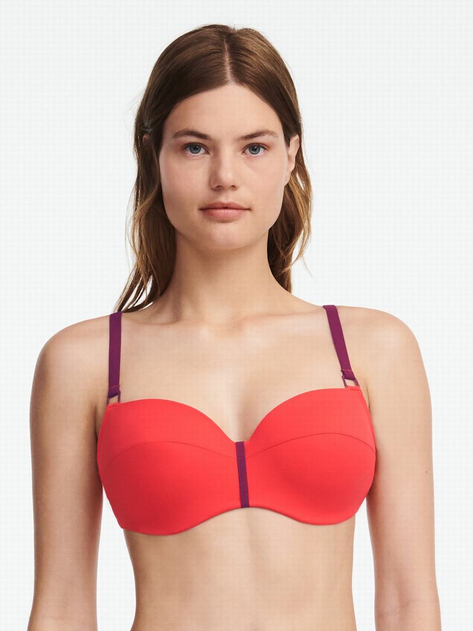 Red Orange Chantelle Authentic Demi Swim Women Bikini Tops | DXQ9696QW