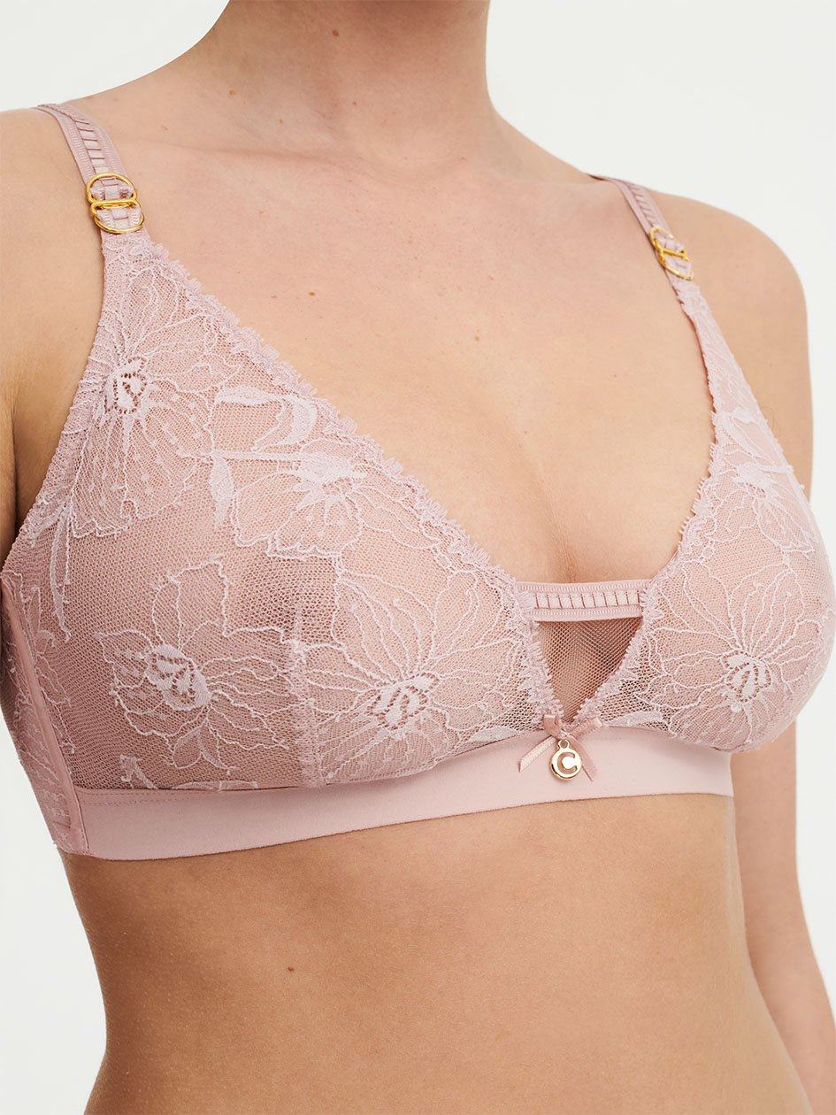 Rose Pink Chantelle Orchids Wireless Triangle Women Bras | OYQ9825UE