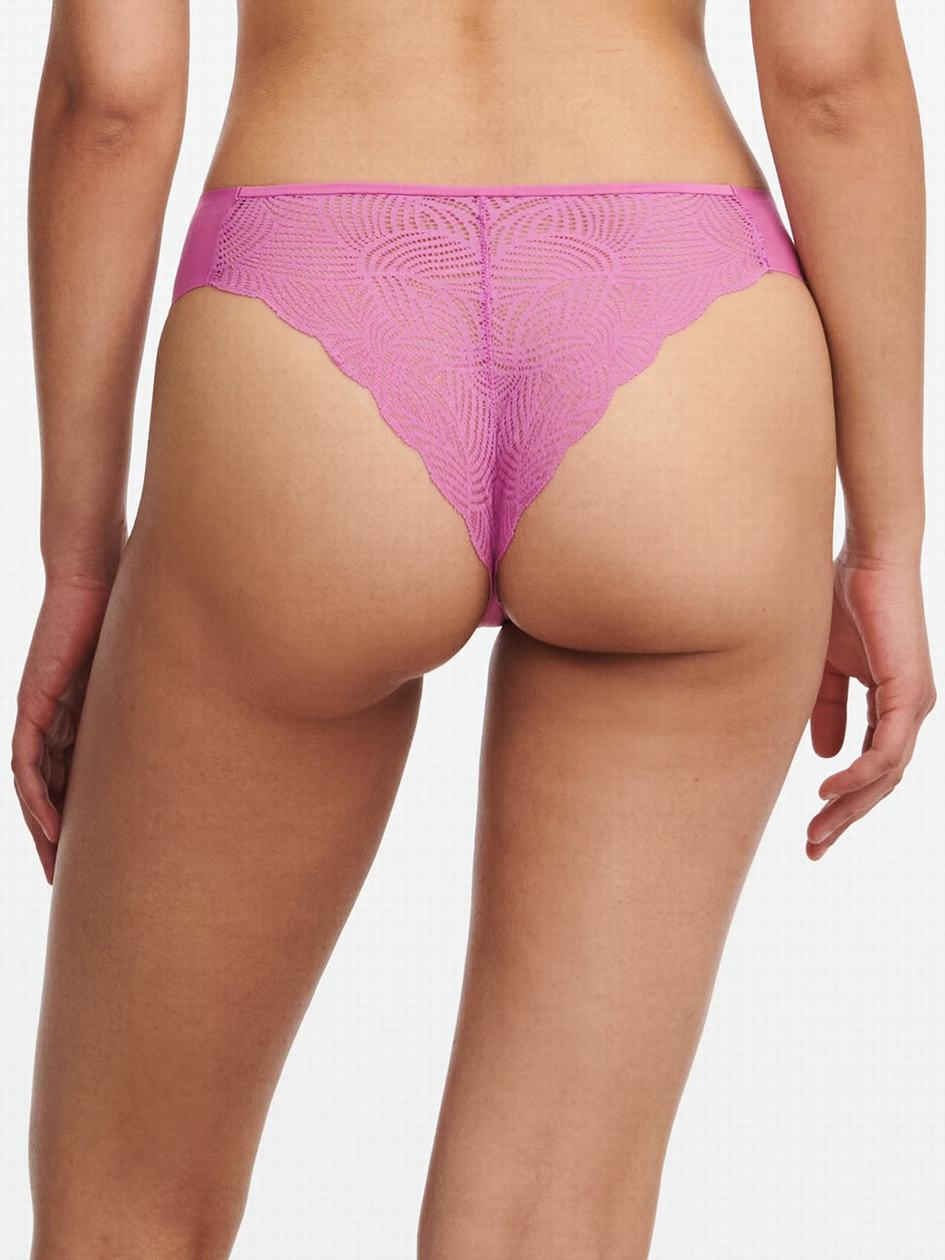 Rose Pink Chantelle SoftStretch Lace Women Thong Panty | CHY6295AM