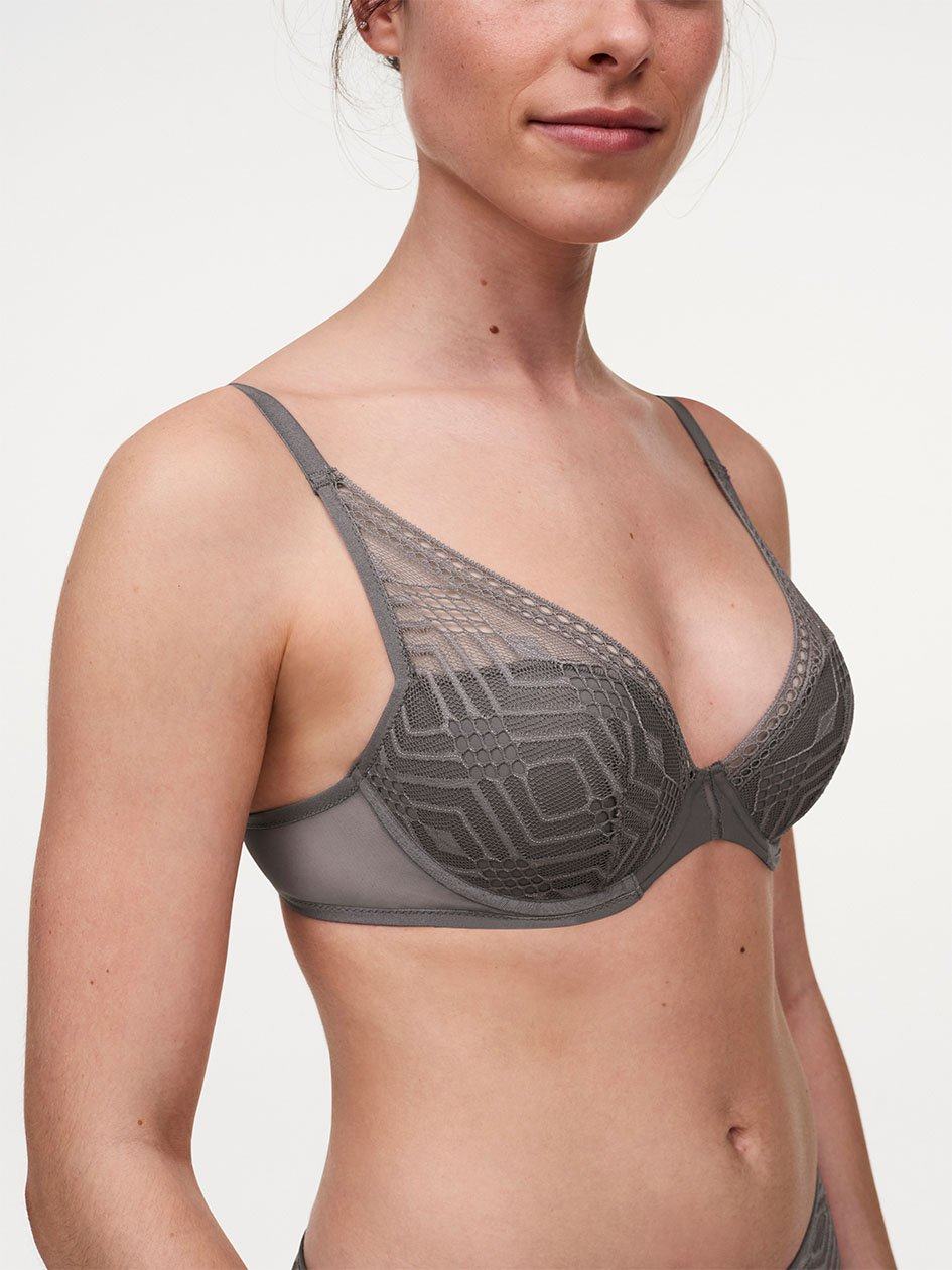 Silver Chantelle Ondine Lace Plunge Contour Women Bras | ROV2626LI