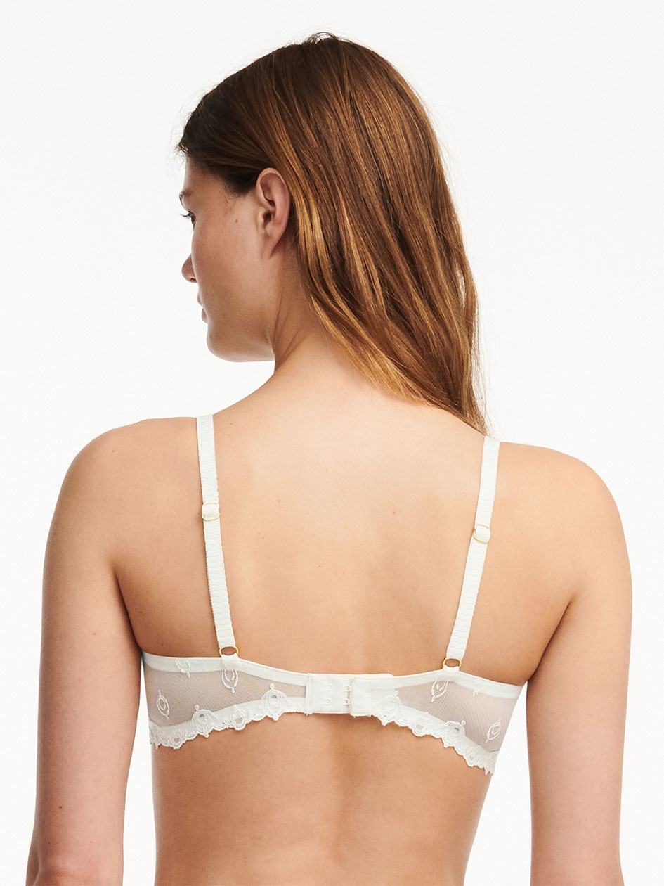 White Chantelle Champs Elysees Lace Demi Women Unlined Bra | JAS3815ZB