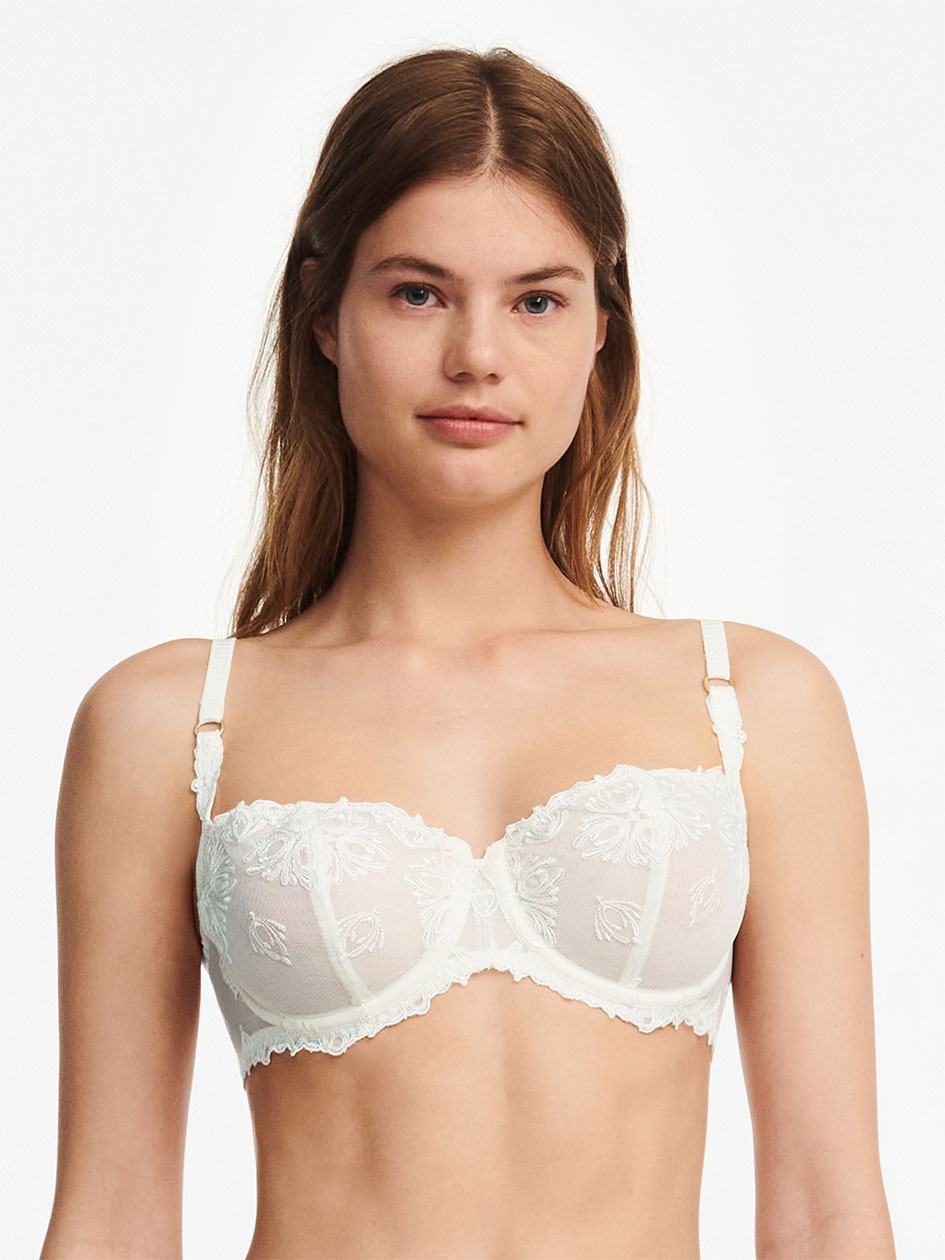 White Chantelle Champs Elysees Lace Demi Women Unlined Bra | JAS3815ZB