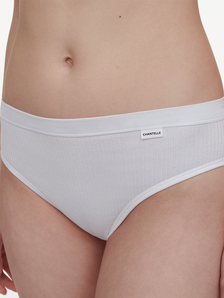 White Chantelle Cotton Comfort Hi-Cut Women Briefs | KEU1729WK