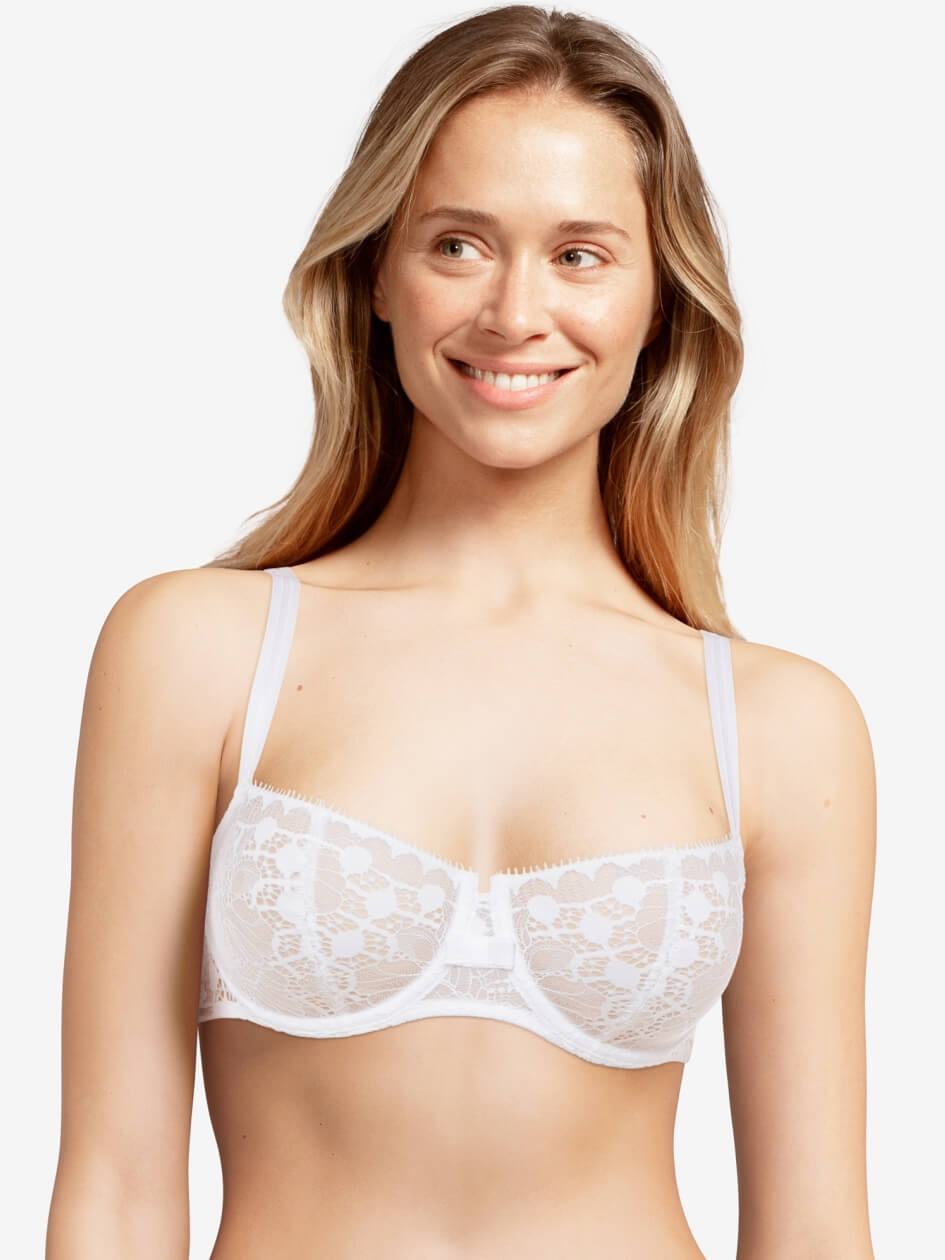 White Chantelle Day to Night Lace Demi Women Unlined Bra | ZLJ524MT