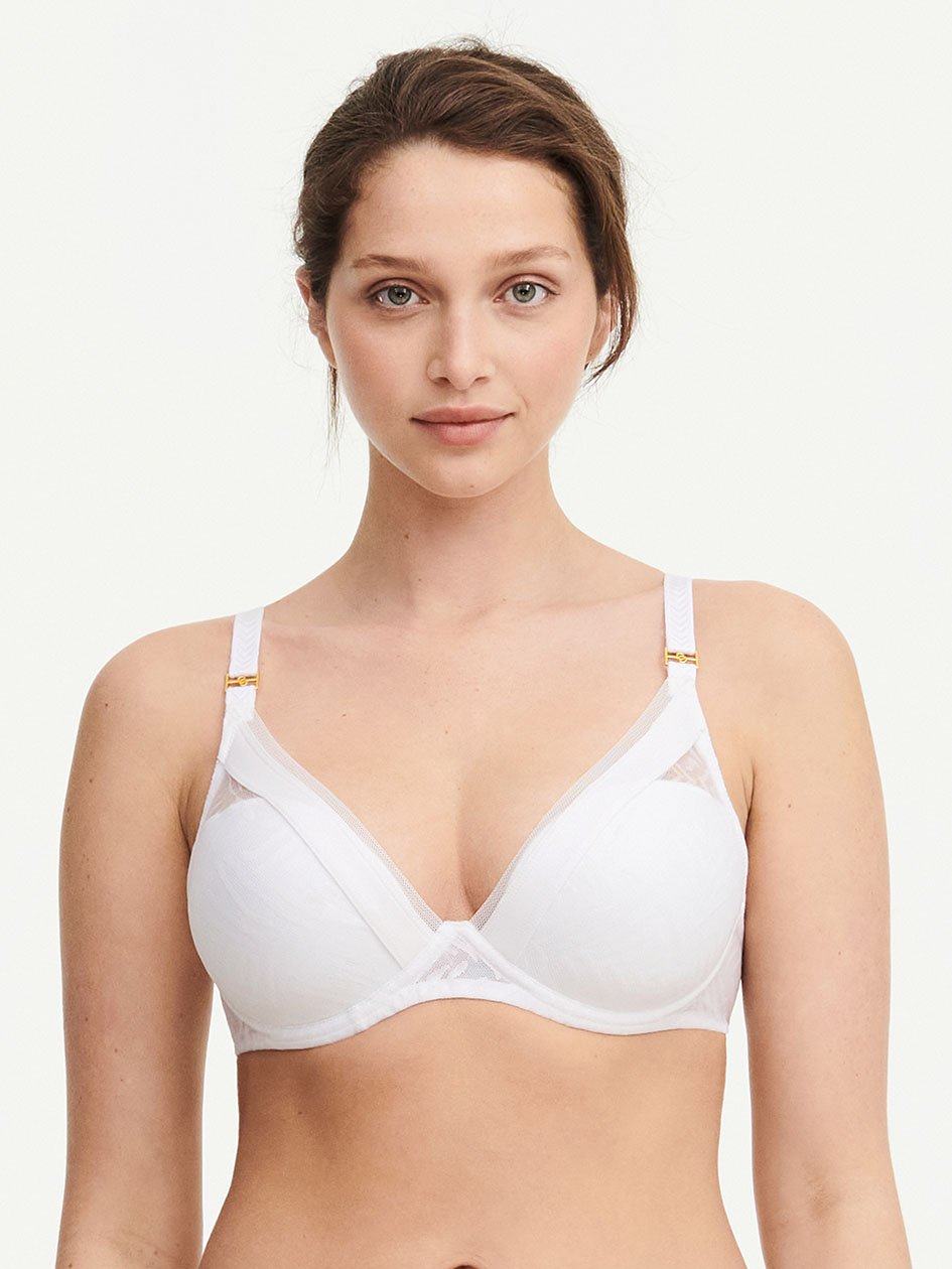 White Chantelle Graphic Allure Lace Plunge Women T-Shirt Bra | RFG1986FN