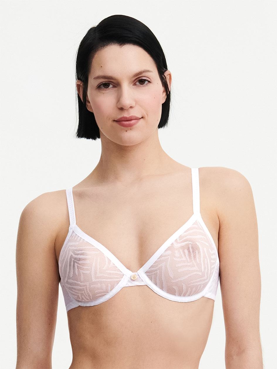 White Chantelle Graphic Allure Sheer Underwire Women Unlined Bra | XJB5086BT