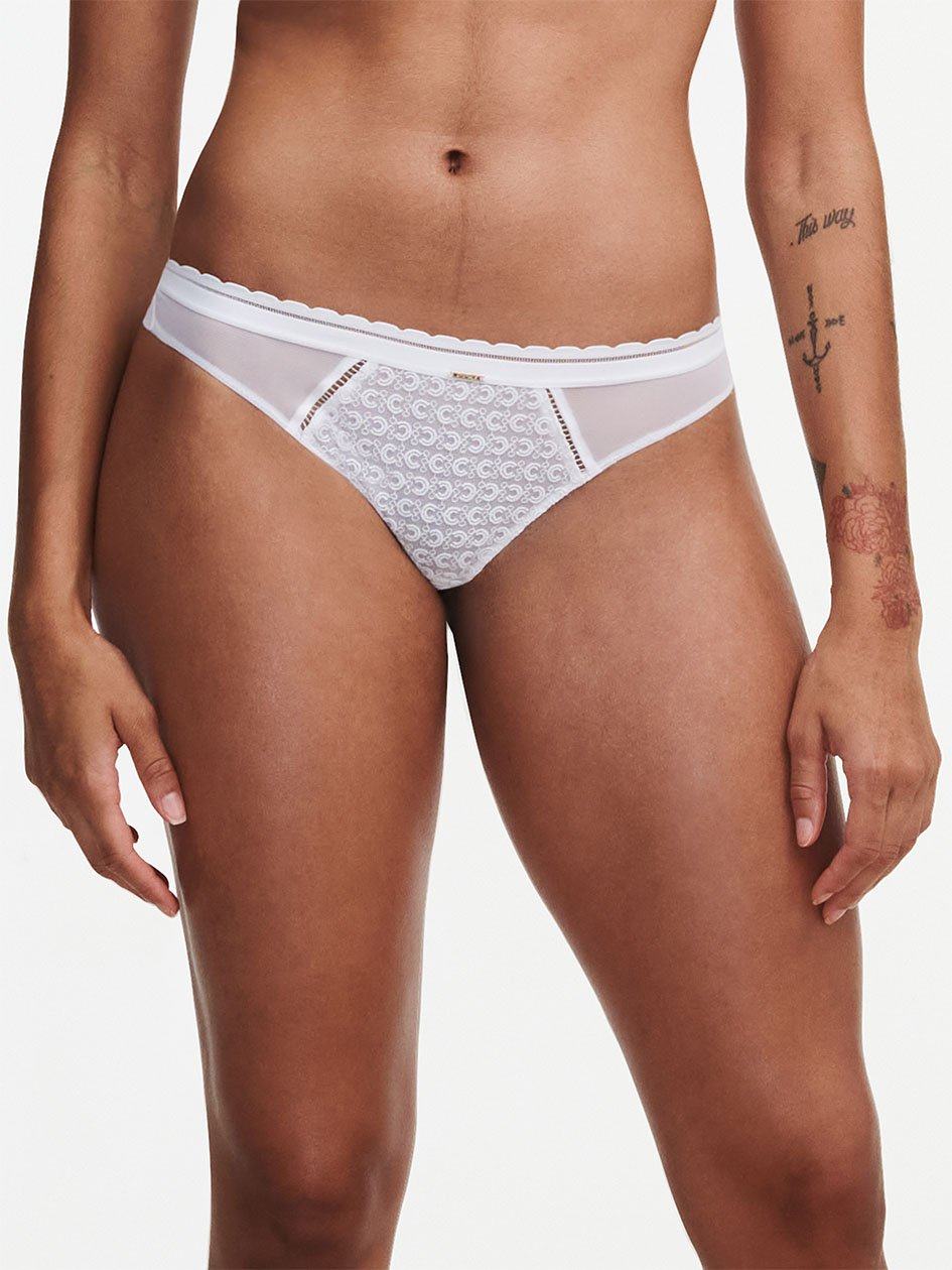 White Chantelle Monogram Cheeky Women Bikini Bottoms | RIY5040TE