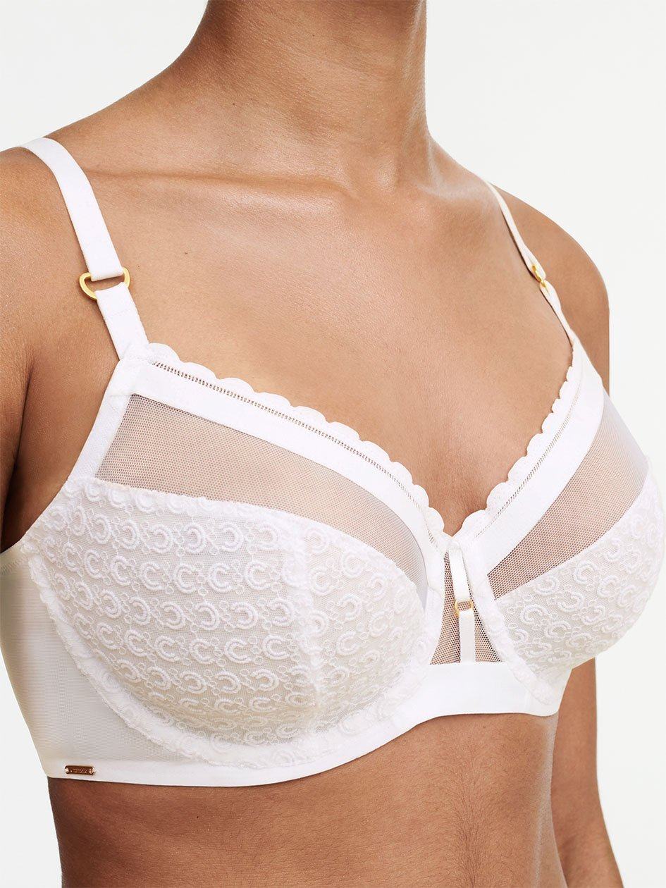 White Chantelle Monogram Plunge Women Unlined Bra | VIE7374PW