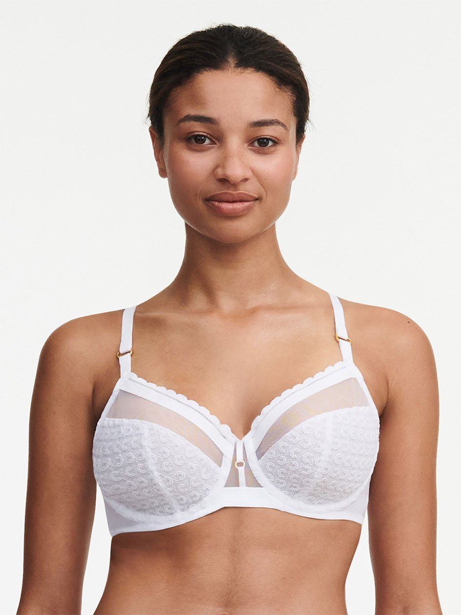 White Chantelle Monogram Plunge Women Unlined Bra | VIE7374PW