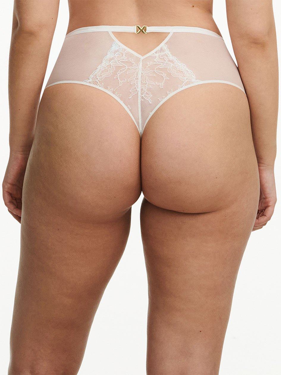 White Chantelle tXture High- Waisted Women Thong Panty | DDZ6558LE