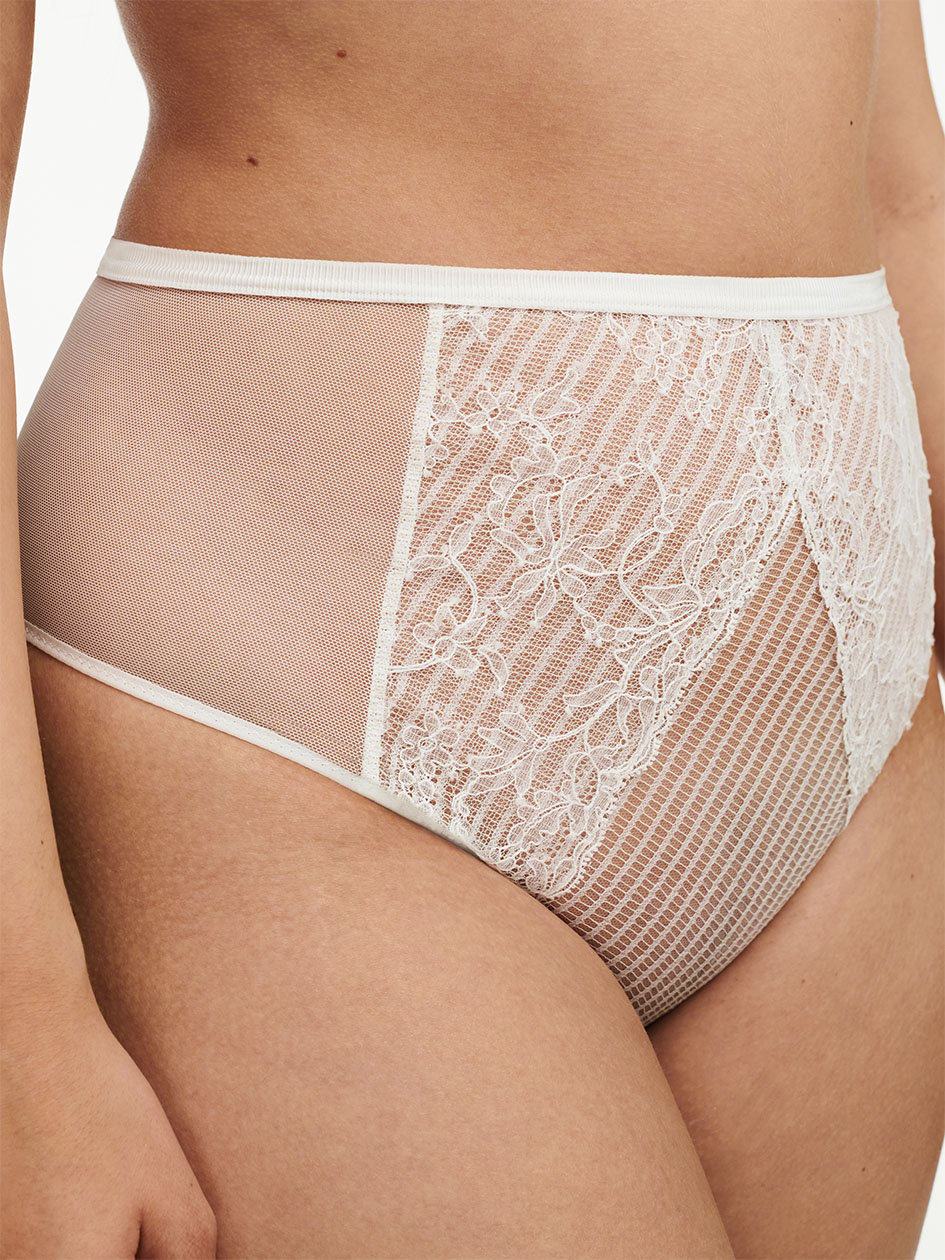 White Chantelle tXture High- Waisted Women Thong Panty | DDZ6558LE