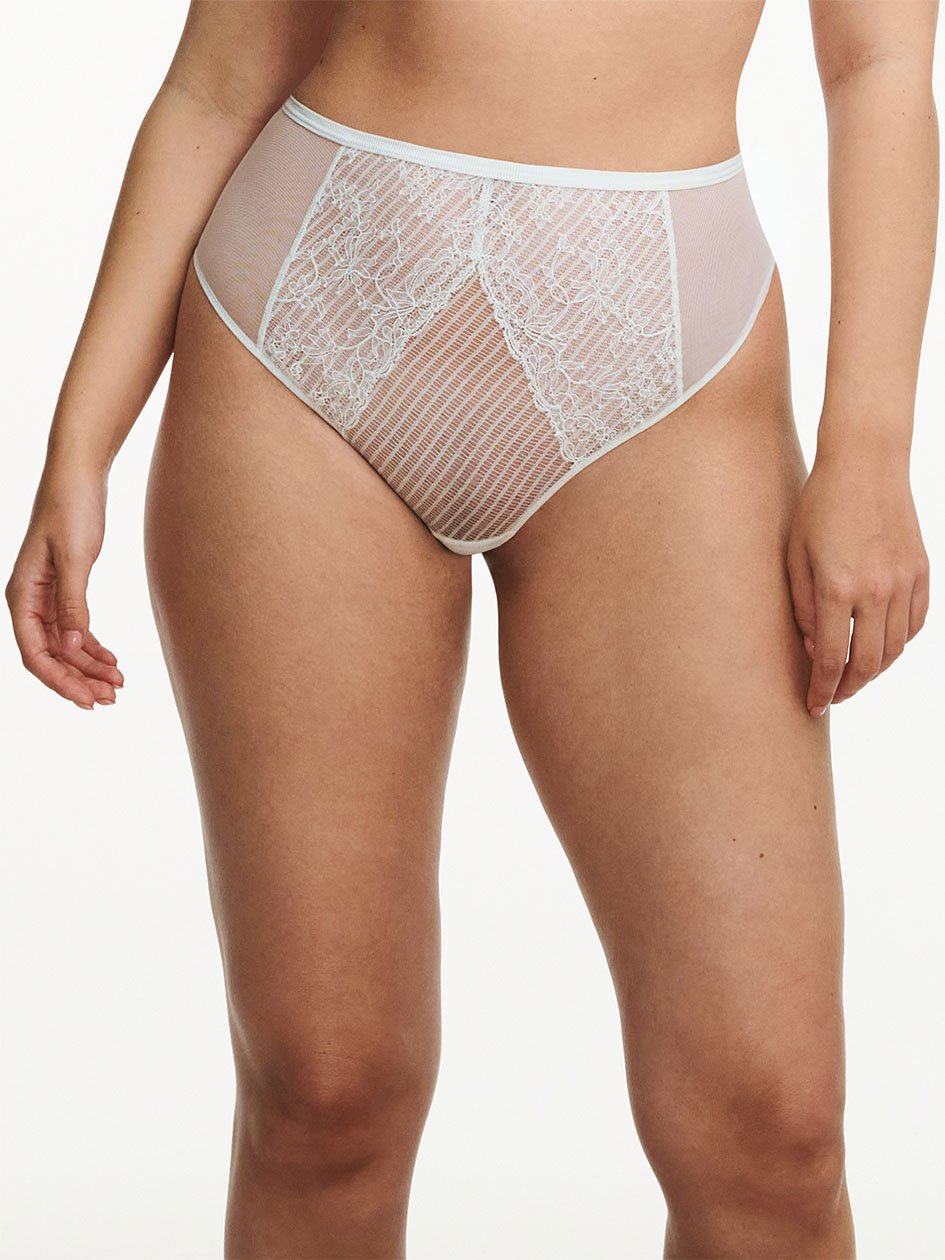 White Chantelle tXture High- Waisted Women Thong Panty | DDZ6558LE