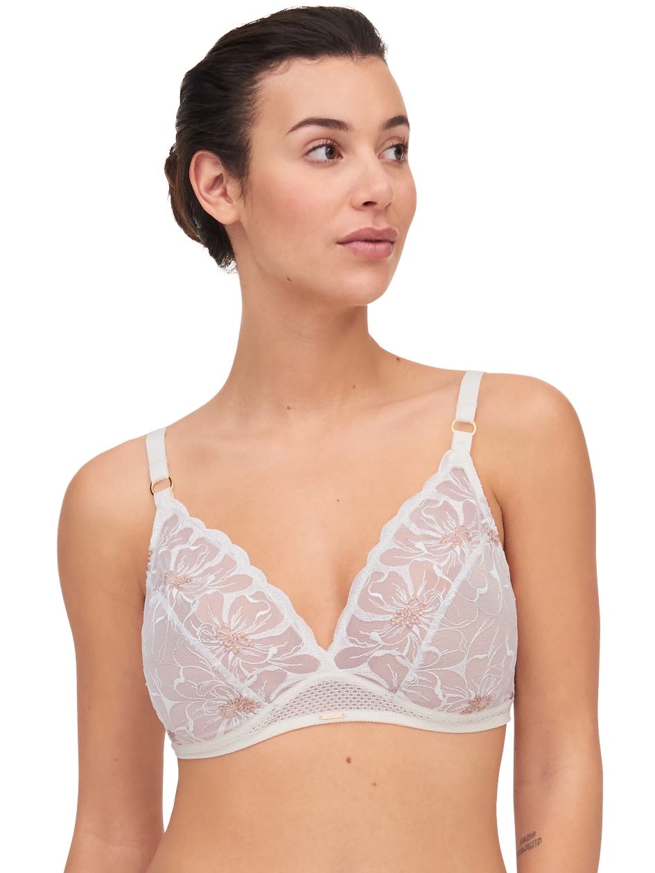 White Gold Chantelle Fleurs Wirefree Women Bras | KZK4612OJ