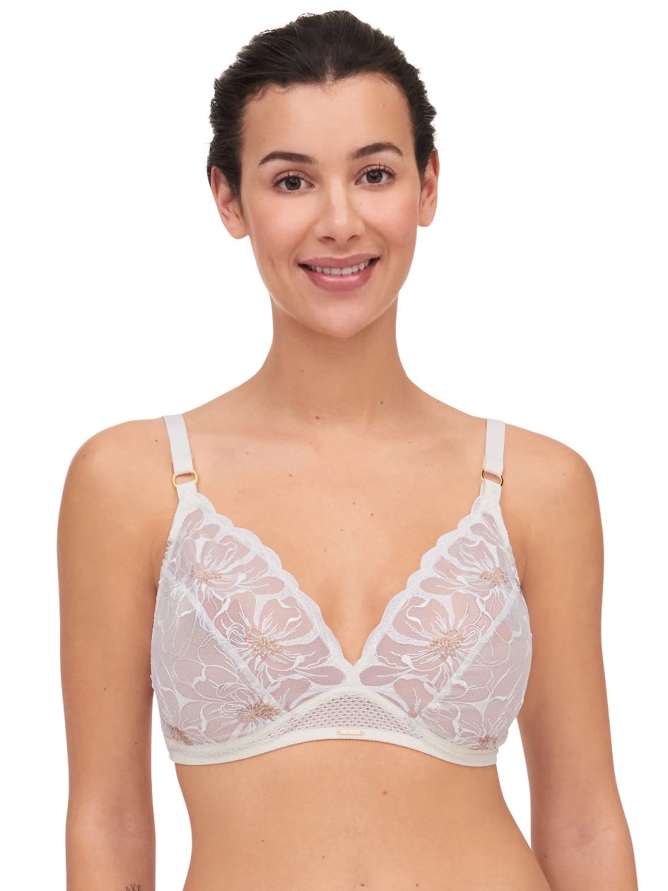 White Gold Chantelle Fleurs Wirefree Women Bras | KZK4612OJ