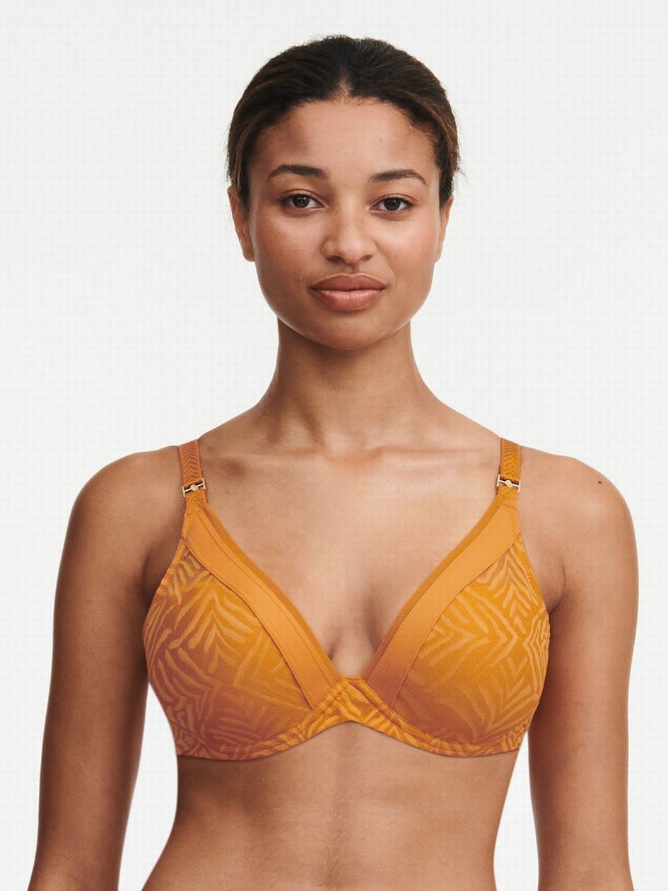 Yellow Chantelle Graphic Allure Lace Plunge Women T-Shirt Bra | BTT6529FK