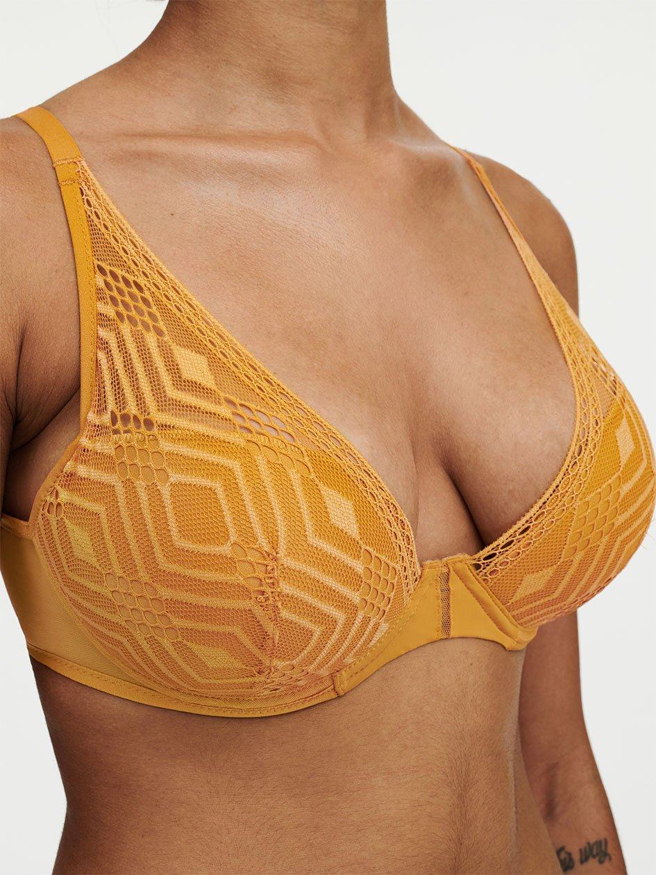 Yellow Chantelle Ondine Lace Plunge Contour Women Bras | TSP9630DL